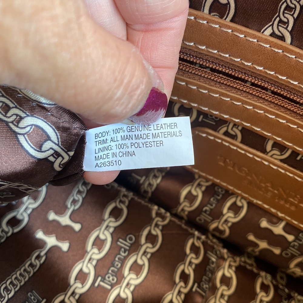 Tignanello Leather Tan and Brown Shoulder Bag Purse - Picture 13 of 14